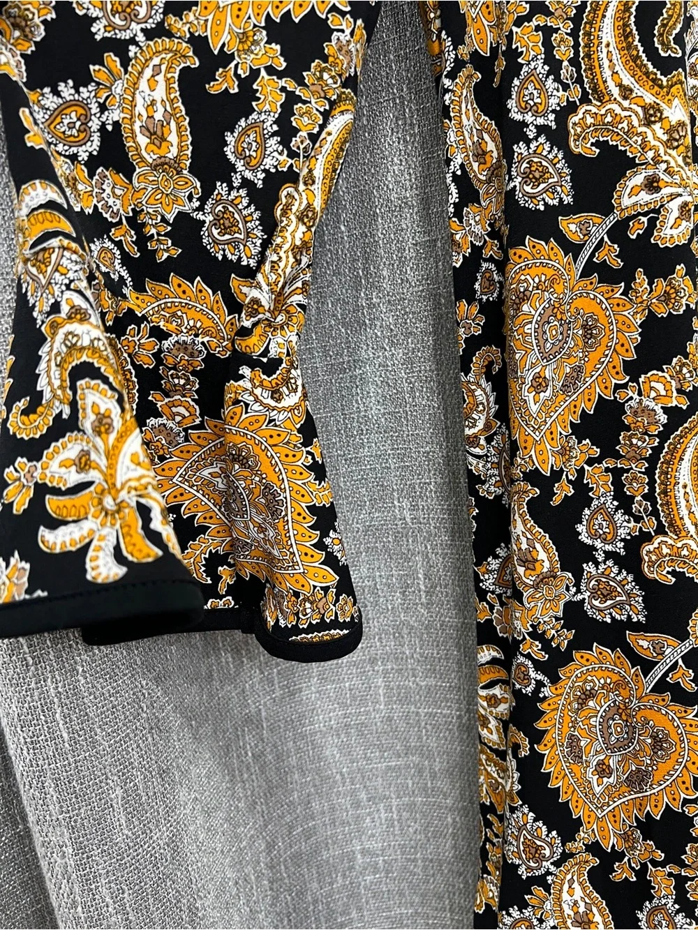 Michael Kors Black and Gold Paisley Midi Dress